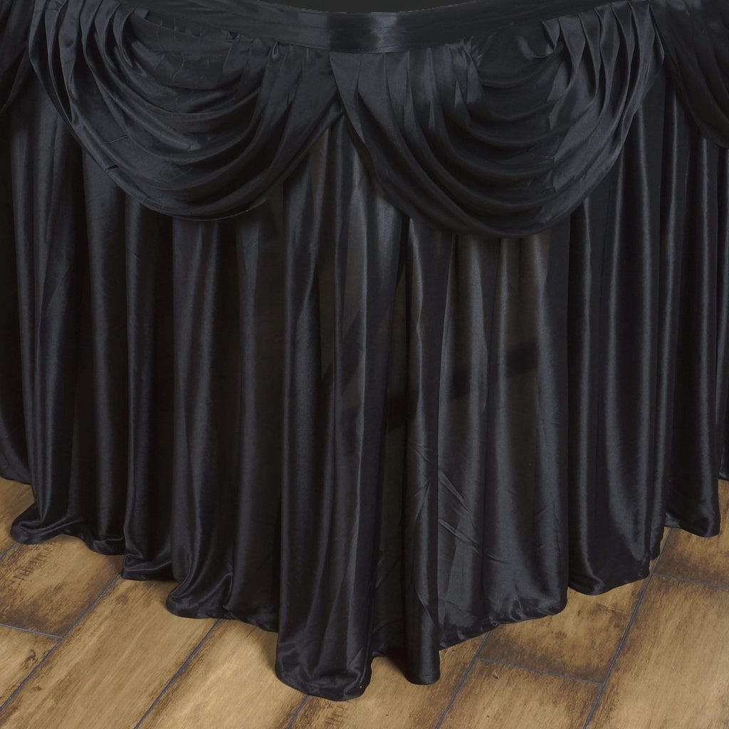 21 feet x 29" Black Satin Drape Banquet Table Skirt
