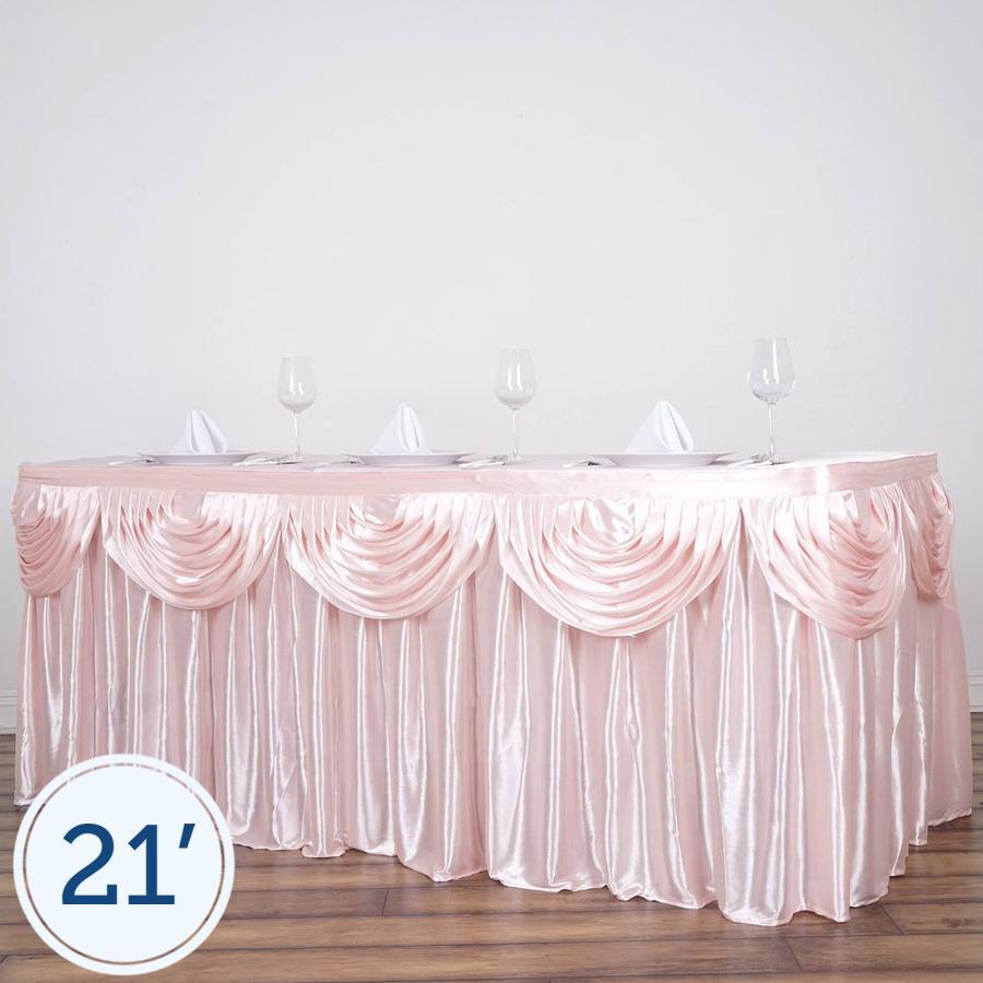 21 feet x 29" Blush Satin Drape Banquet Table Skirt