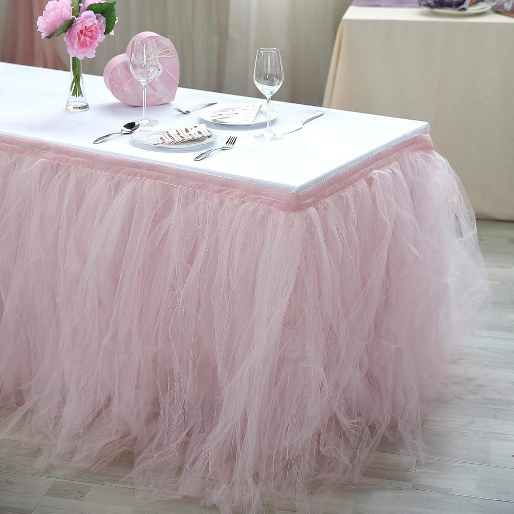 14 feet x 29" Blush Tutu Multi Layers Tulle Table Skirt