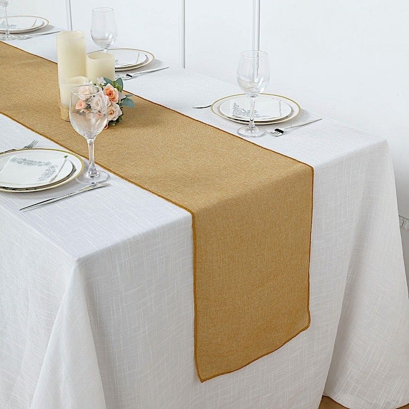14x108 in Faux Burlap Linen Polyester Table Runner