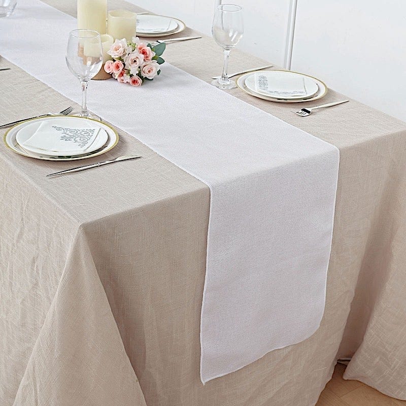 14x108 in Faux Burlap Linen Polyester Table Runner