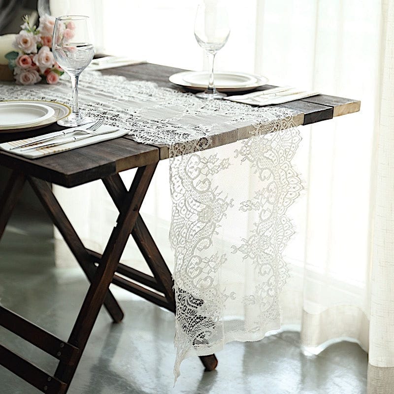 Champagne Gold Lace Table Runner with Scalloped Edge Wedding Table Run –  Floratouch