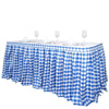 14 feet x 29" Blue on White Checkered Gingham Polyester Table Skirt
