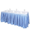 21 feet x 29" Blue on White Checkered Gingham Polyester Table Skirt