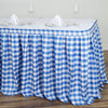 21 feet x 29" Blue on White Checkered Gingham Polyester Table Skirt