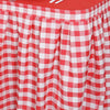 14 feet x 29" Red on White Checkered Gingham Polyester Table Skirt