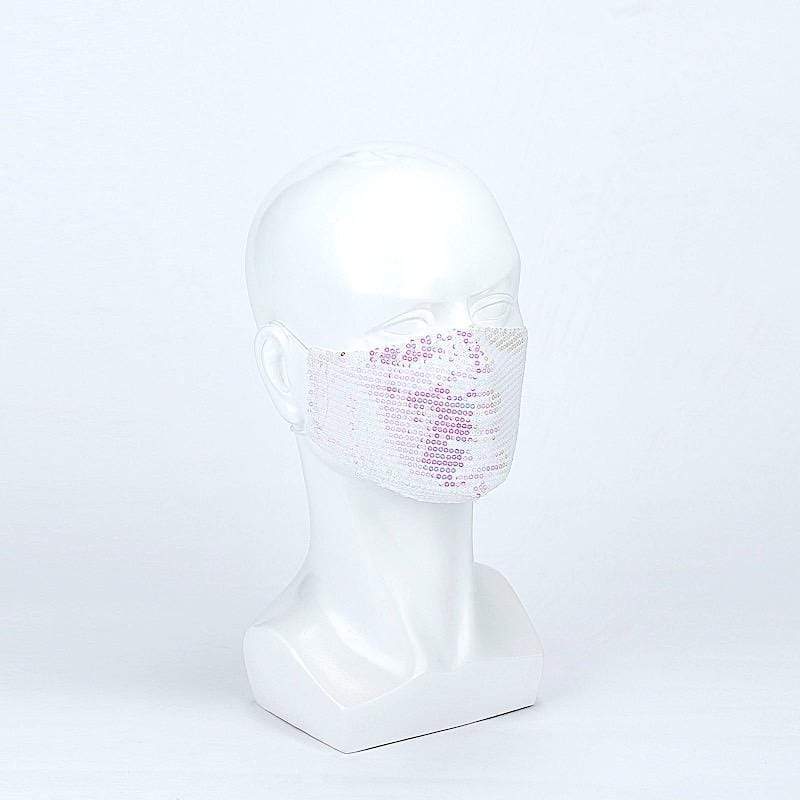 5 White Breathable Earloop Sequined Cotton Face Masks Protective Covers