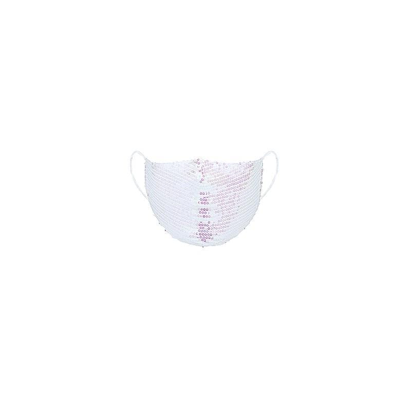 5 White Breathable Earloop Sequined Cotton Face Masks Protective Covers