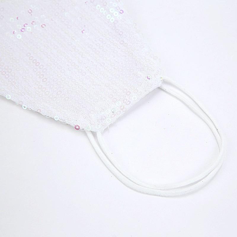 5 White Breathable Earloop Sequined Cotton Face Masks Protective Covers