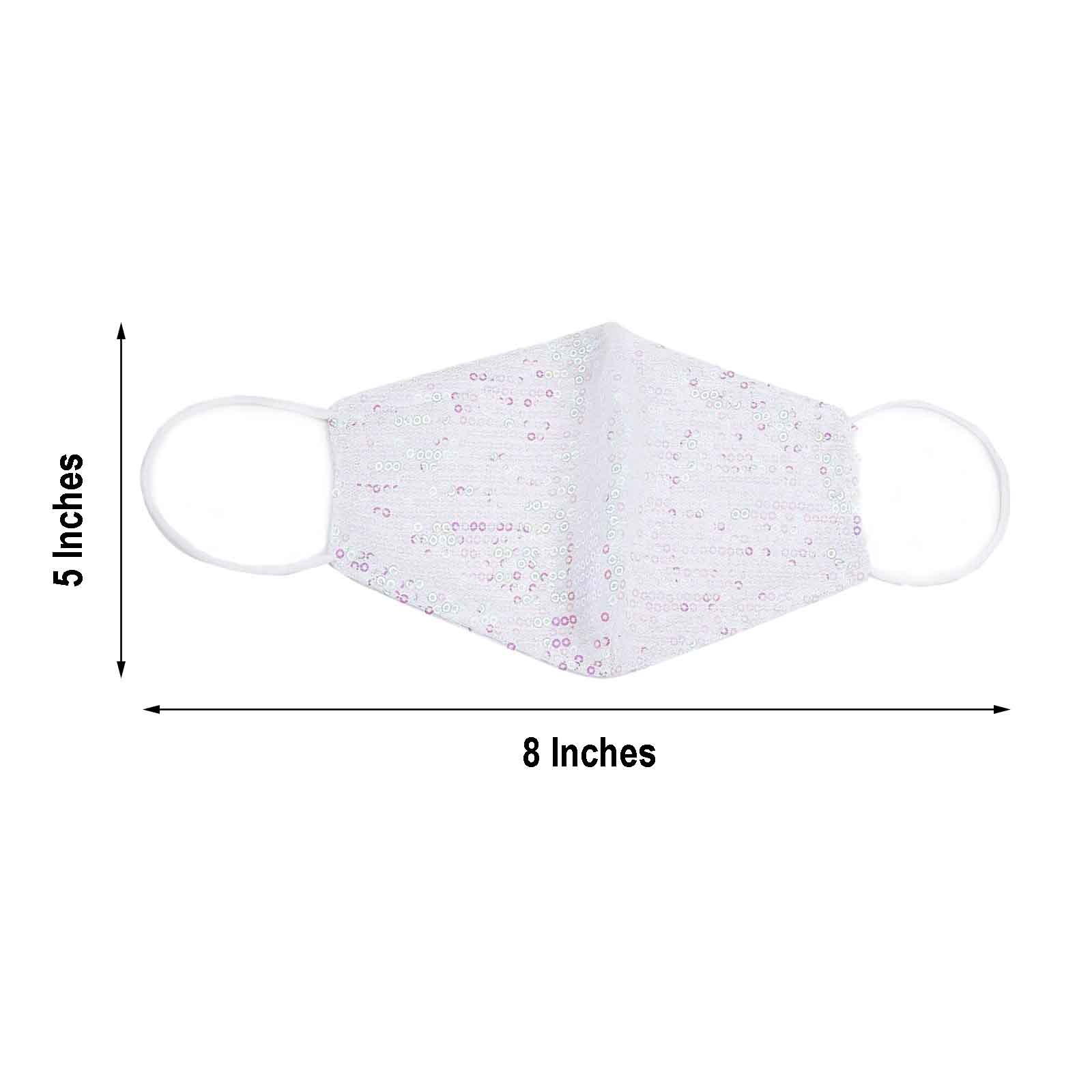 5 White Breathable Earloop Sequined Cotton Face Masks Protective Covers