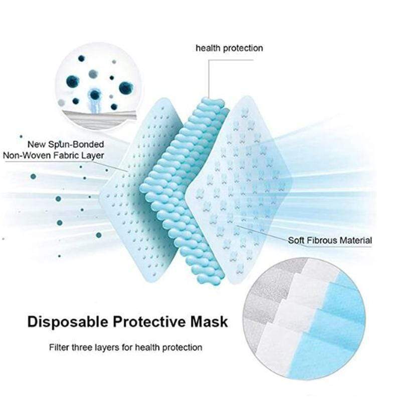 50 Disposable 3 Layers Breathable Earloop Face Masks Protective Covers