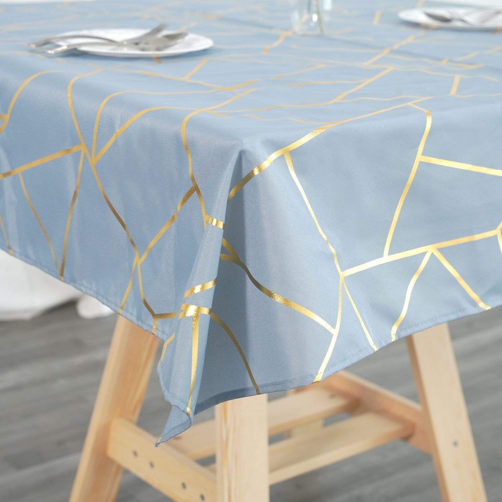 54x54 in Metallic Geometric Design Square Polyester Table Overlay