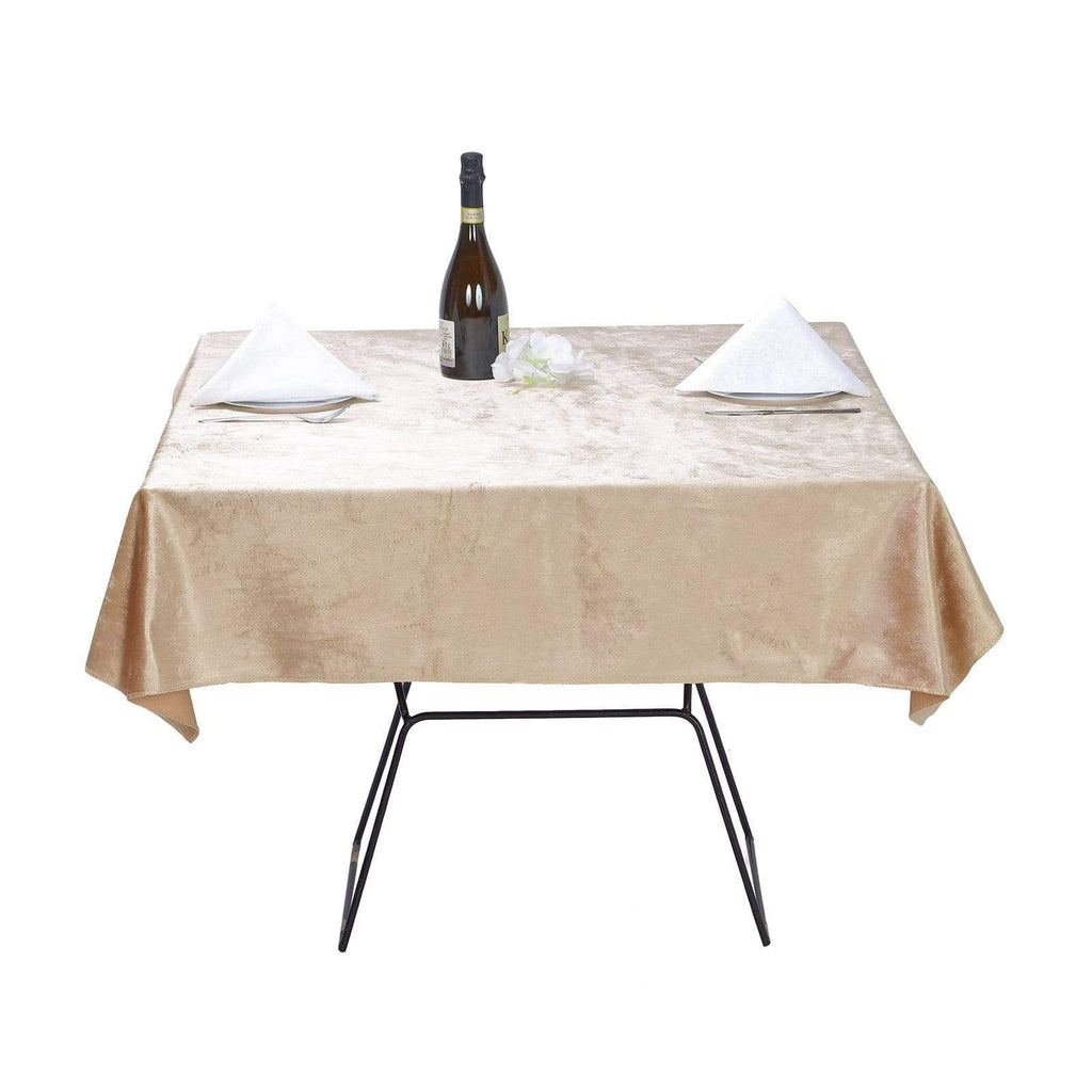 54x54 in Champagne Square Premium Velvet Table Overlay