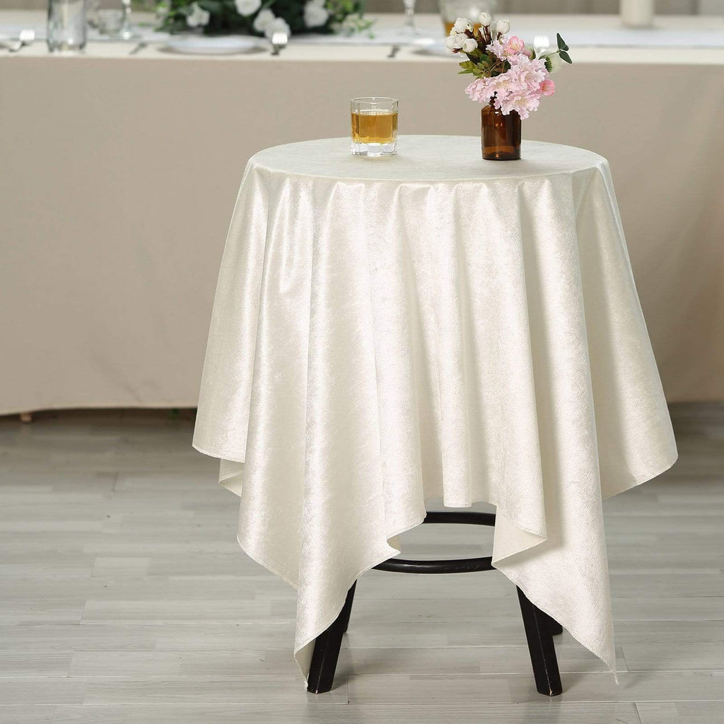 54x54 in Ivory Square Premium Velvet Table Overlay