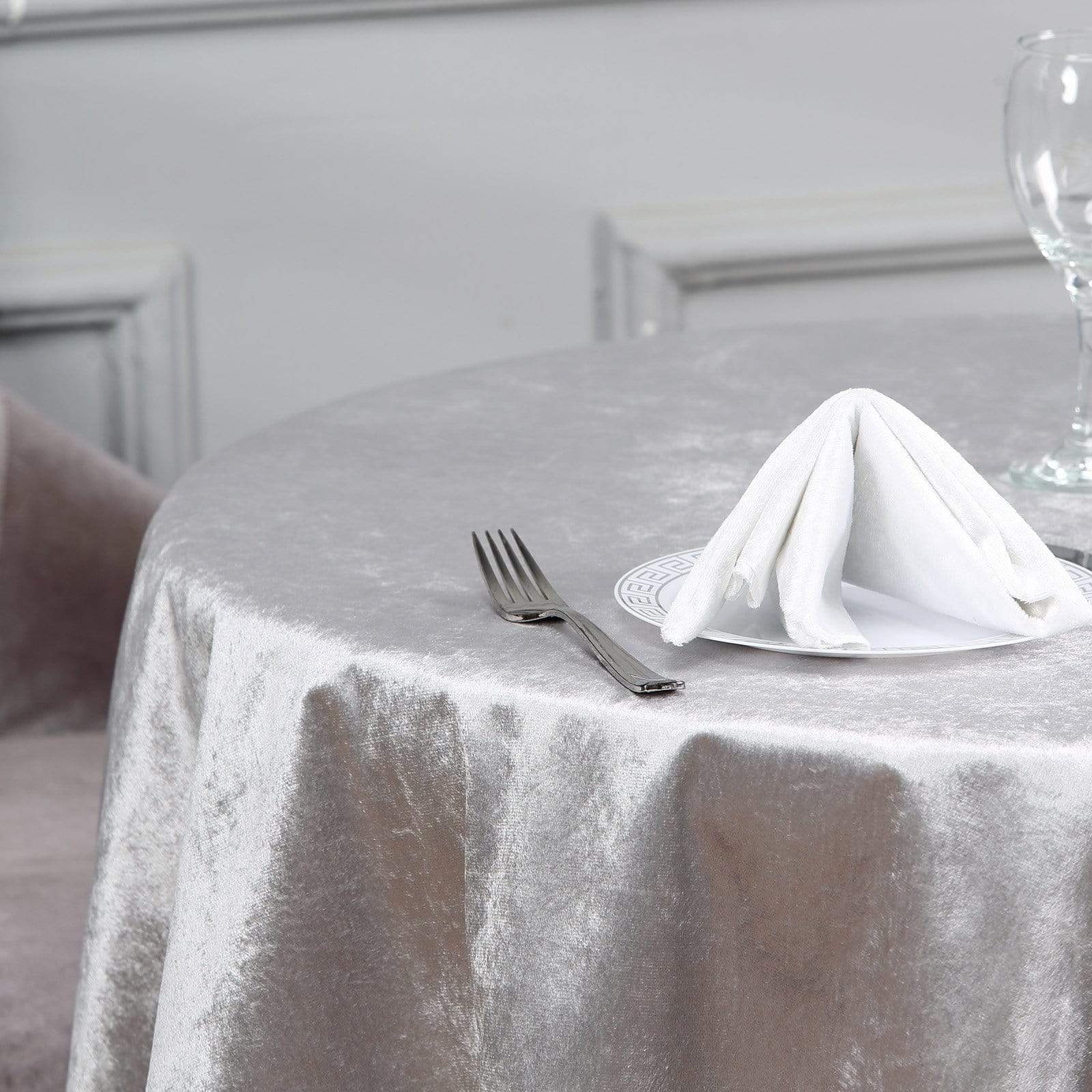 54x54 in Silver Square Premium Velvet Table Overlay