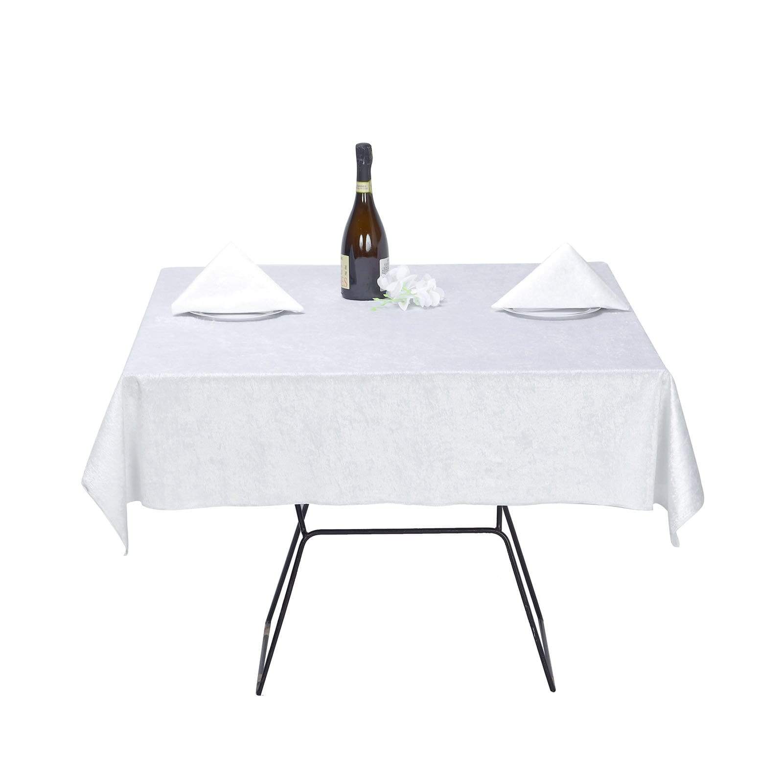 54x54 in White Square Premium Velvet Table Overlay