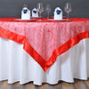 60 inch Red Embroidered Organza Overlay
