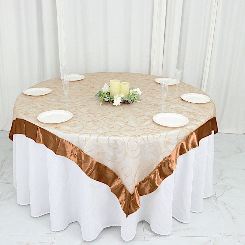 60 inch Embroidered Organza Overlay