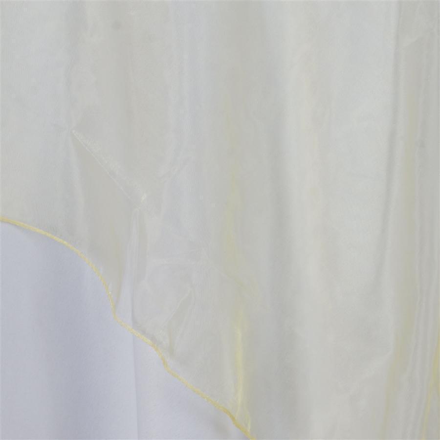 60 inch Yellow Square Organza Table Overlay