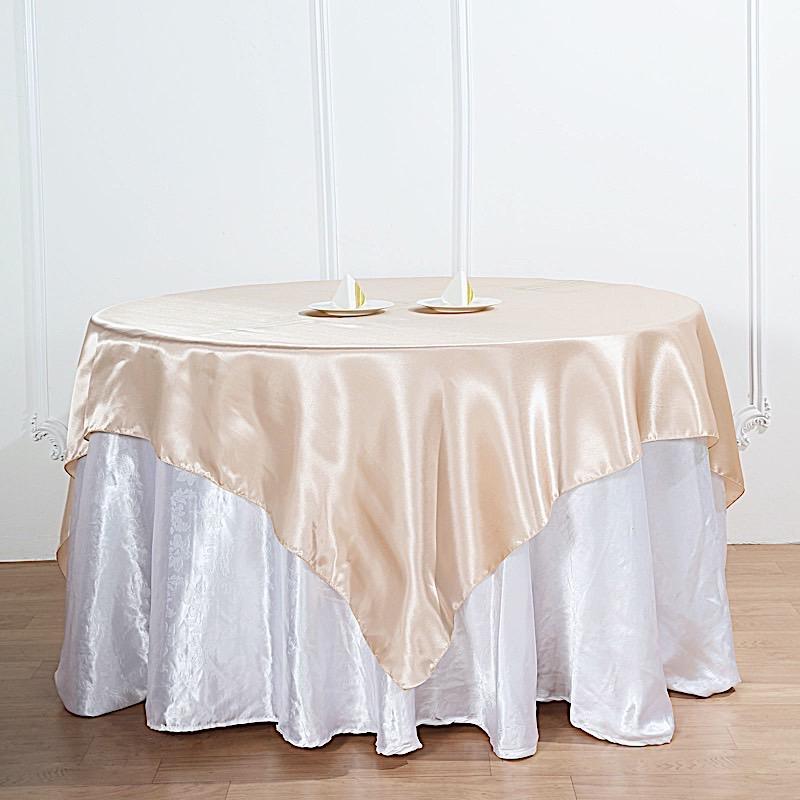 60 inch Square Satin Table Overlay - Royal Blue