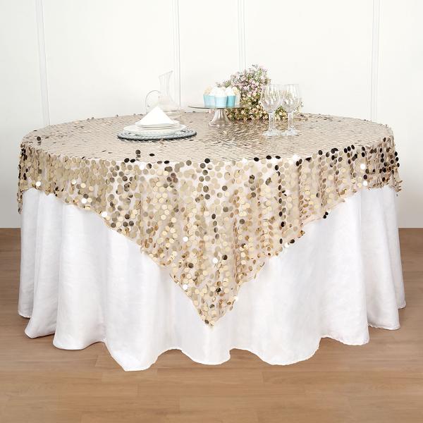 72 inch Big Payette Sequin Square Table Overlay
