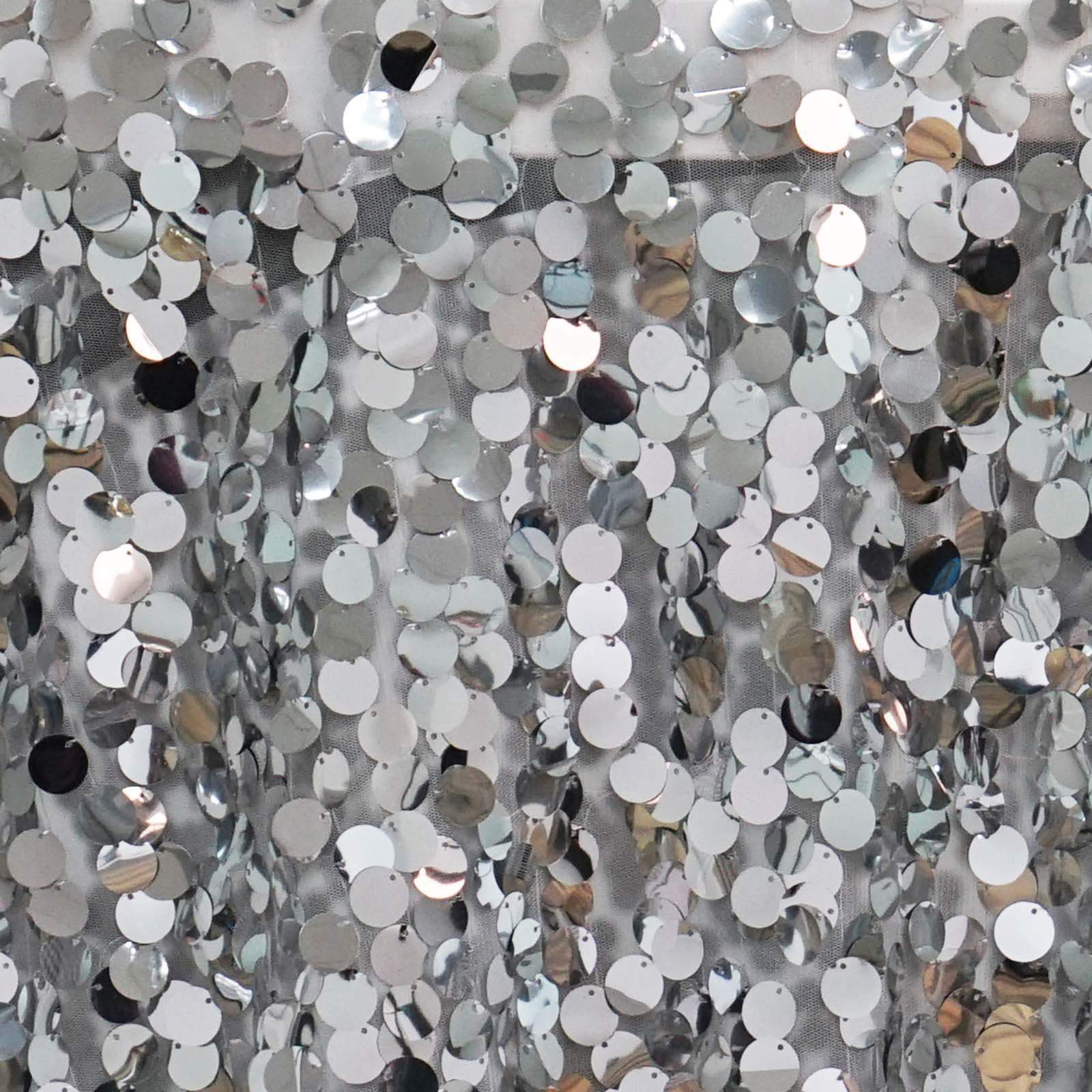 72 inch Silver Big Payette Sequin Square Table Overlay