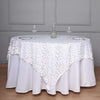 72 inch White Big Payette Sequin Square Table Overlay