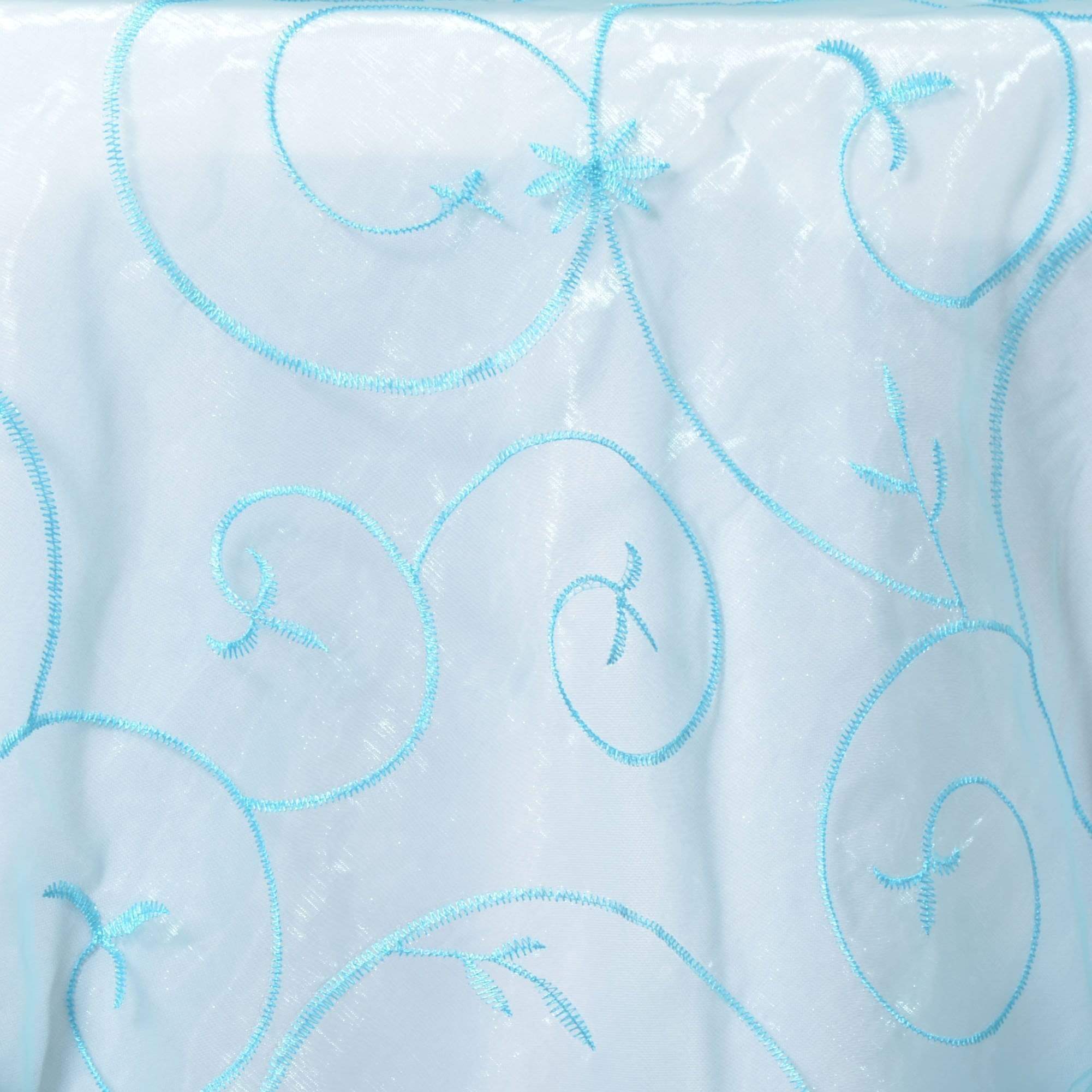 72 inch Turquoise Embroidered Organza Overlay