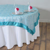 72 inch Turquoise Embroidered Organza Overlay