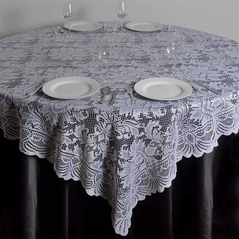 72 inch White Lace Table Overlay