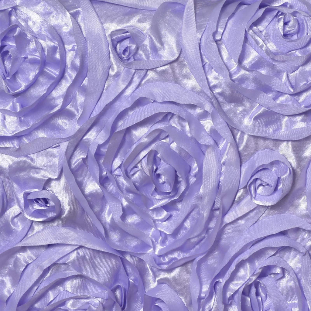 72 inch Lavender Raised Roses Square Satin Table Overlay