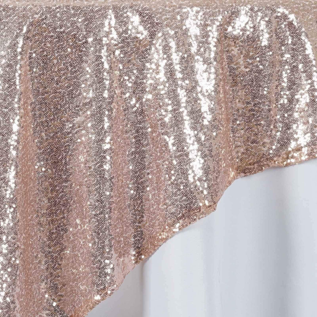 72 inch Blush Sequin Table Overlay