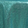 72 inch Turquoise Sequin Square Table Overlay