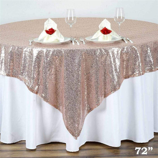72 inch Blush Sequin Table Overlay