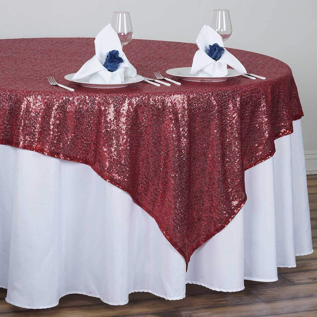 72 inch Champagne Sequin Square Table Overlay