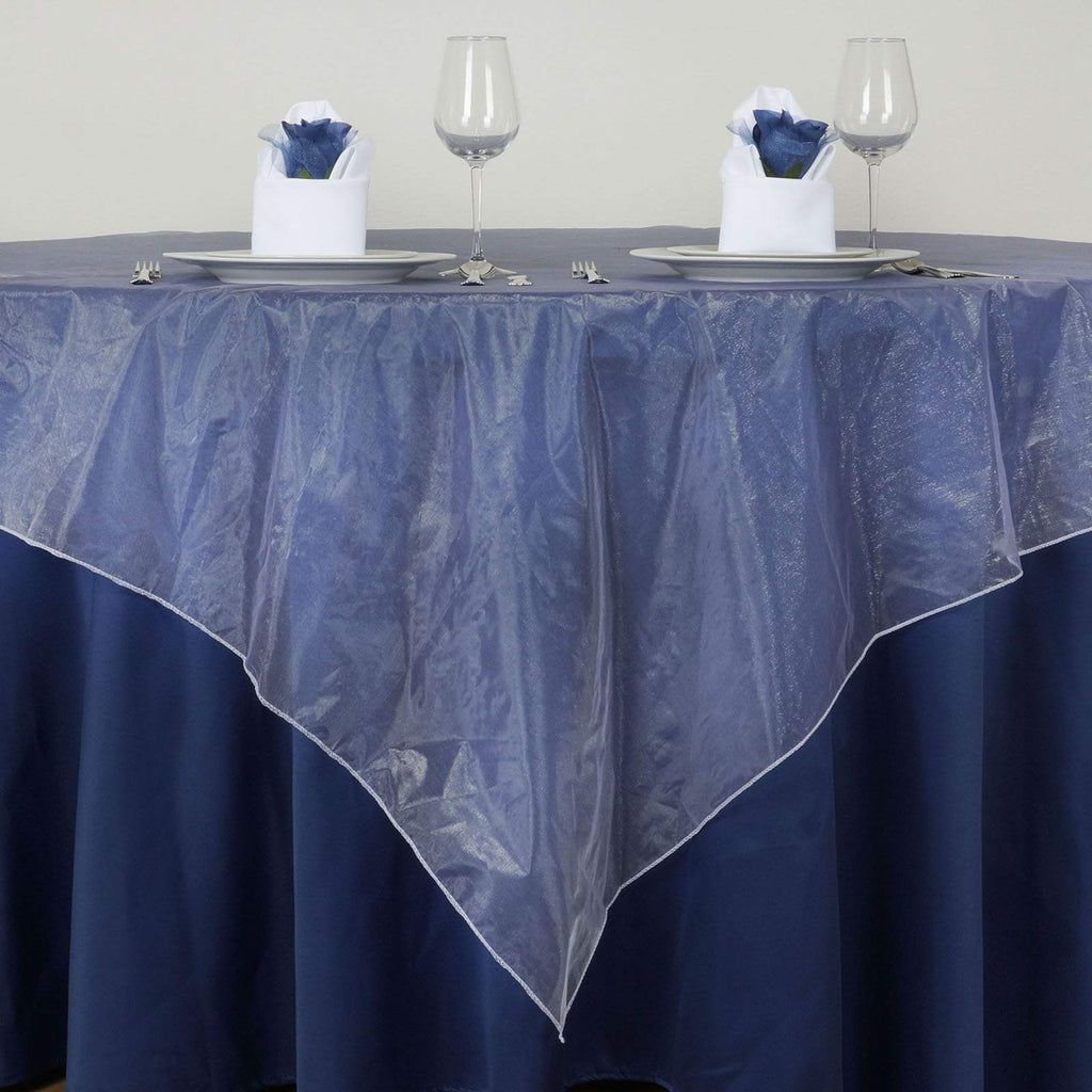 72 inch White Organza Table Overlay