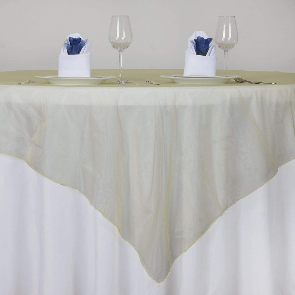 72 inch Yellow Square Organza Table Overlay