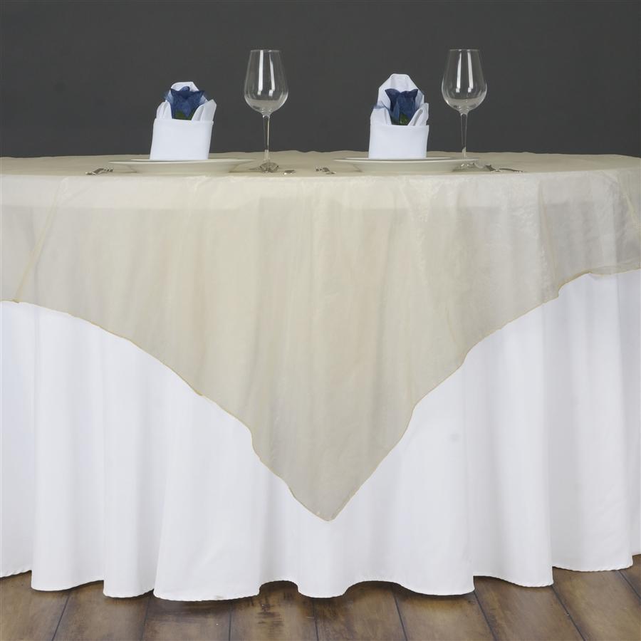 72 inch Champagne Organza Table Overlay