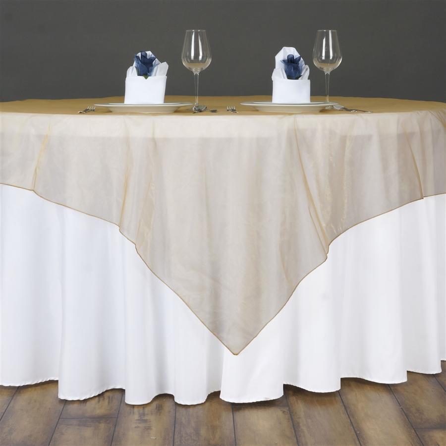 72 inch Gold Organza Table Overlay