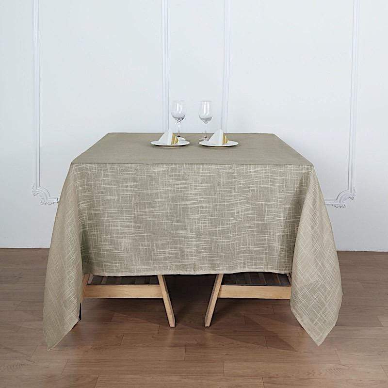 72x72 in Premium Polyester Faux Burlap Table Overlay