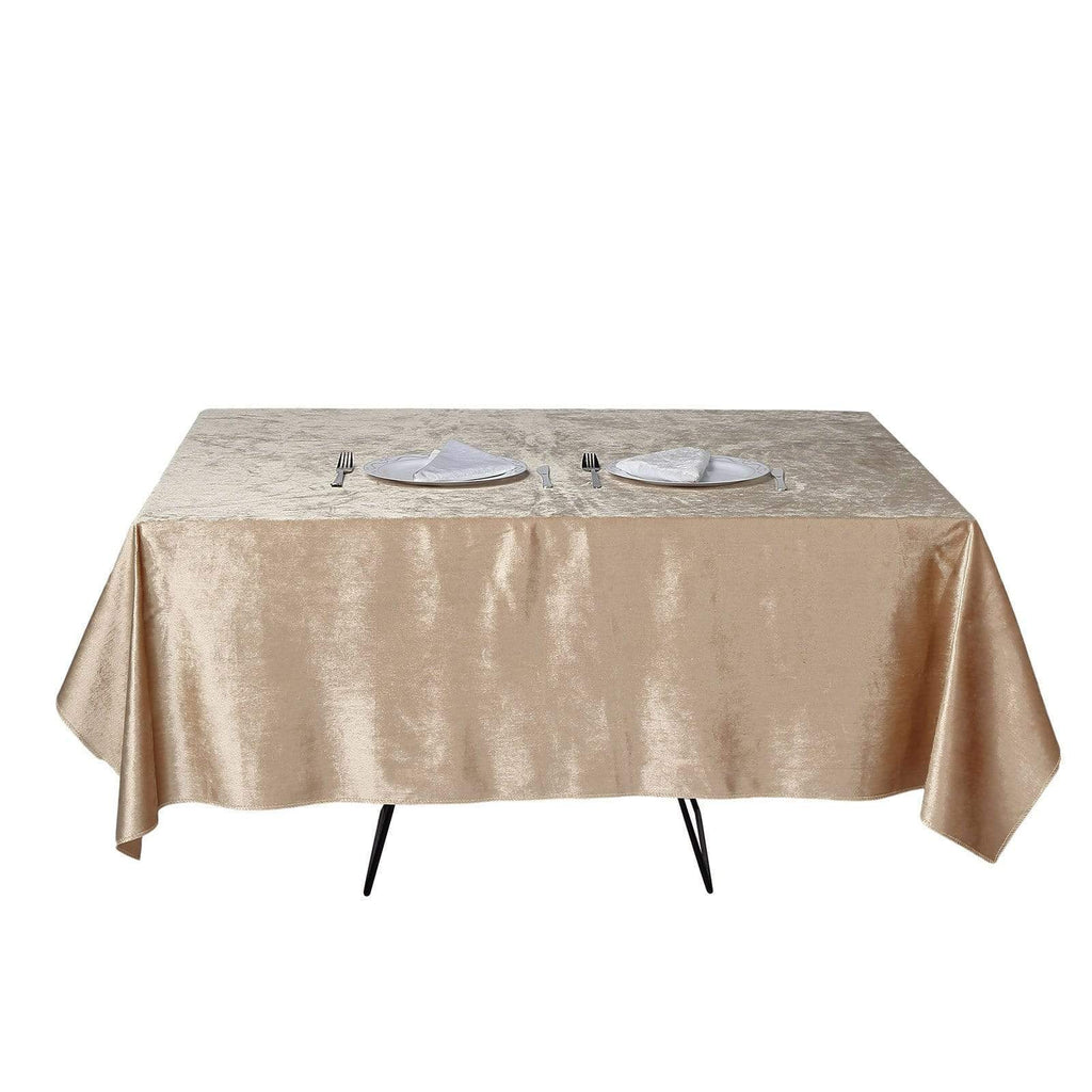 72x72 in Champagne Square Premium Velvet Table Overlay