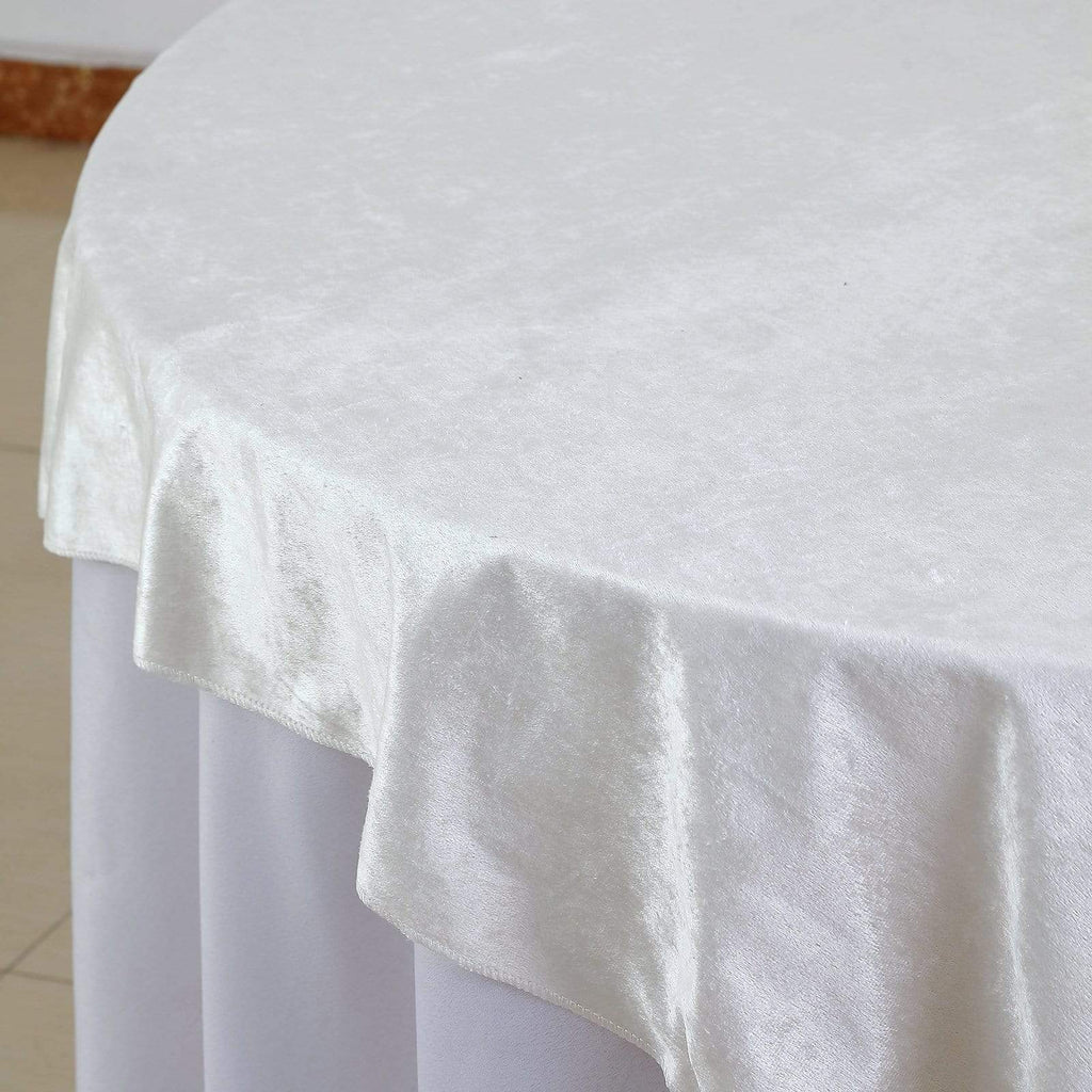 72x72 in Ivory Square Premium Velvet Table Overlay