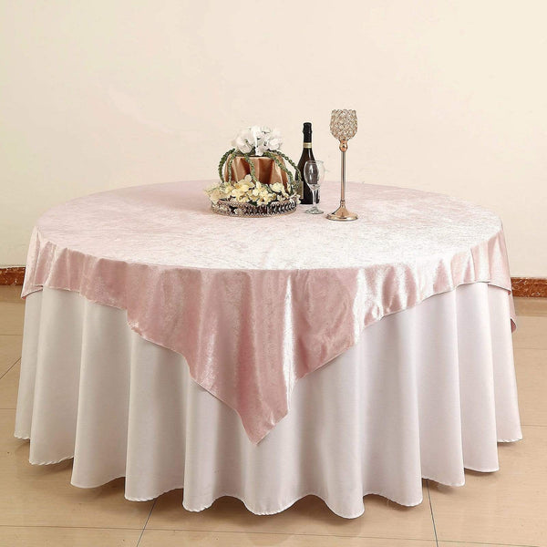 72x72 in Blush Square Premium Velvet Table Overlay