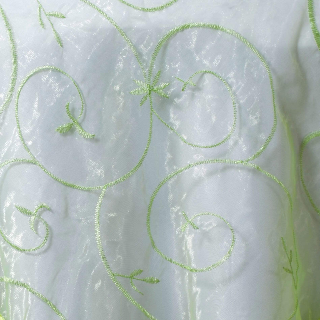 85 inch Apple Green Embroidered Organza Overlay
