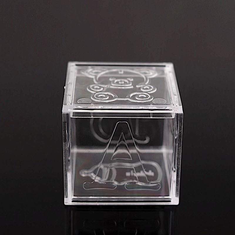 12 Clear 3 in Mini Square Bow Favor GIFT BOXES Party Events