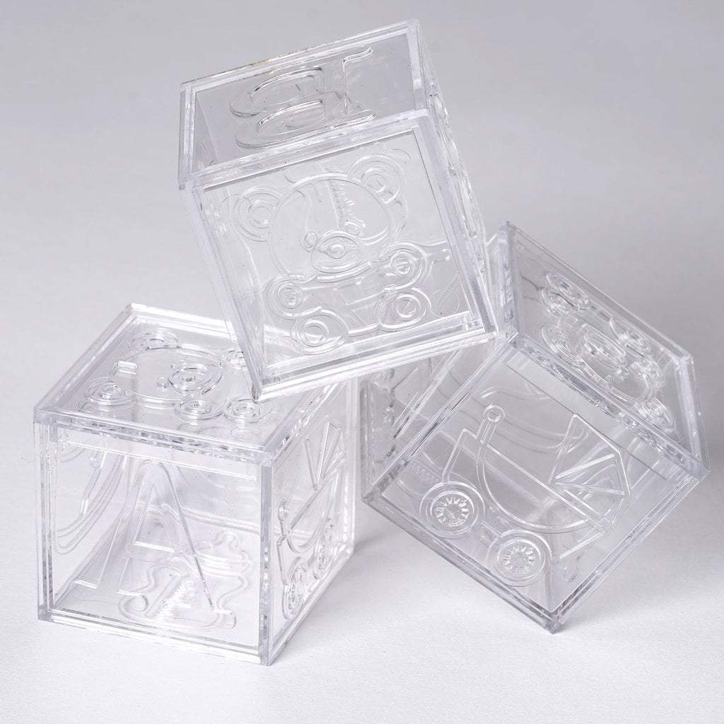 12 pcs 2 in Square Plastic Blocks Baby Shower Favor Boxes