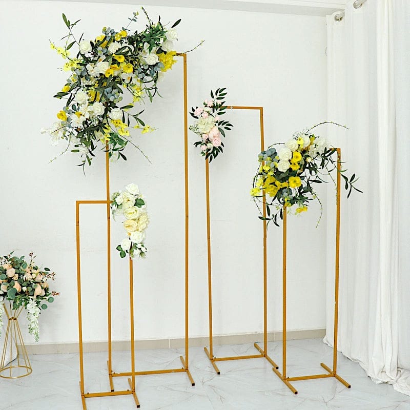 4 Metal Floral Display Frame Rectangle Backdrop Stand Wedding Arch Set