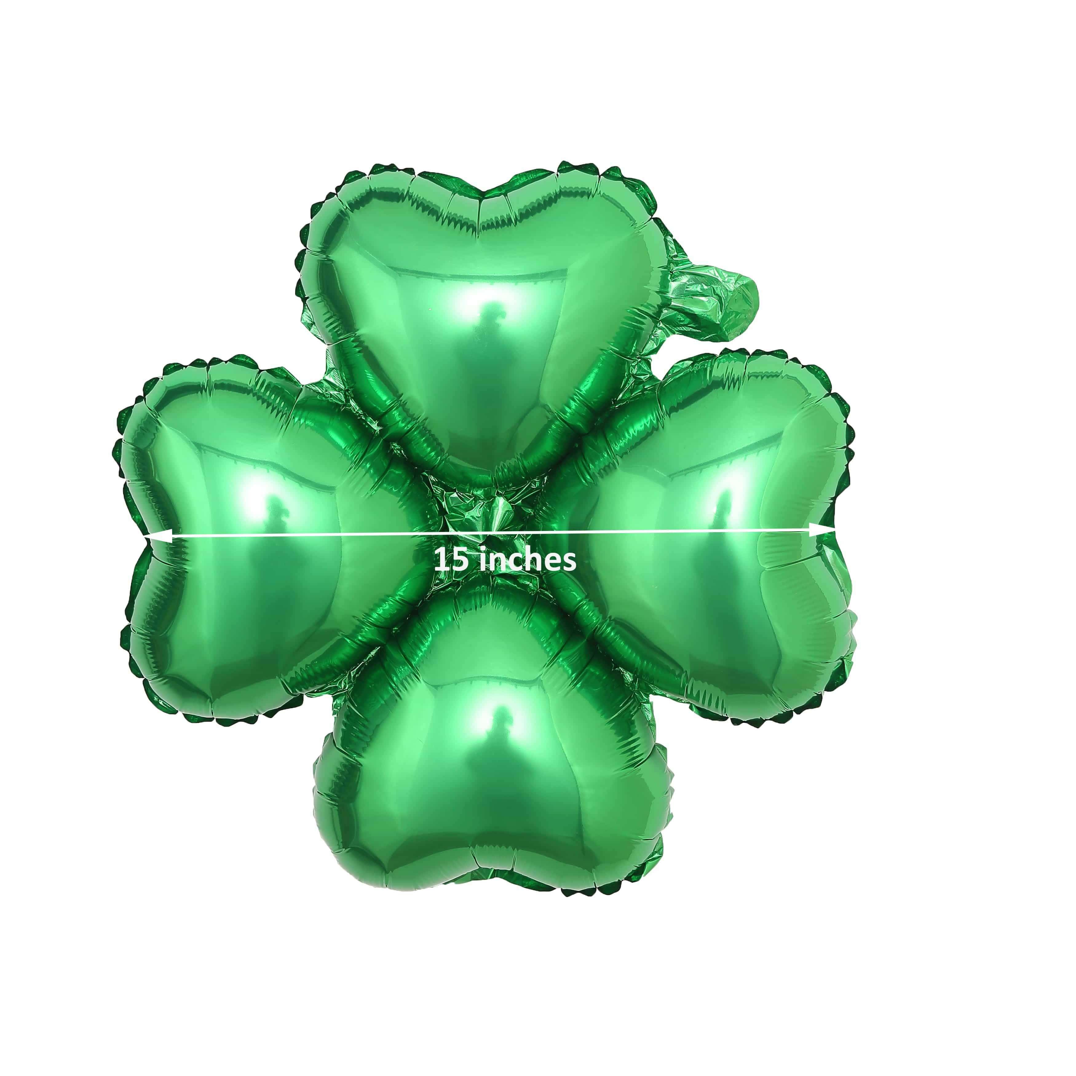 10 pcs 15 in wide Clover Mylar Foil Balloons