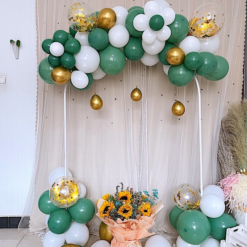 100 Balloons Green Gold White Clear Garland Arch Tools Kit Set