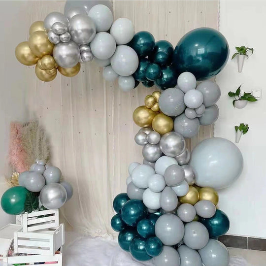 101 Green Gold Silver Double Layer Latex Balloons Garland Arch Decorations Kit Set